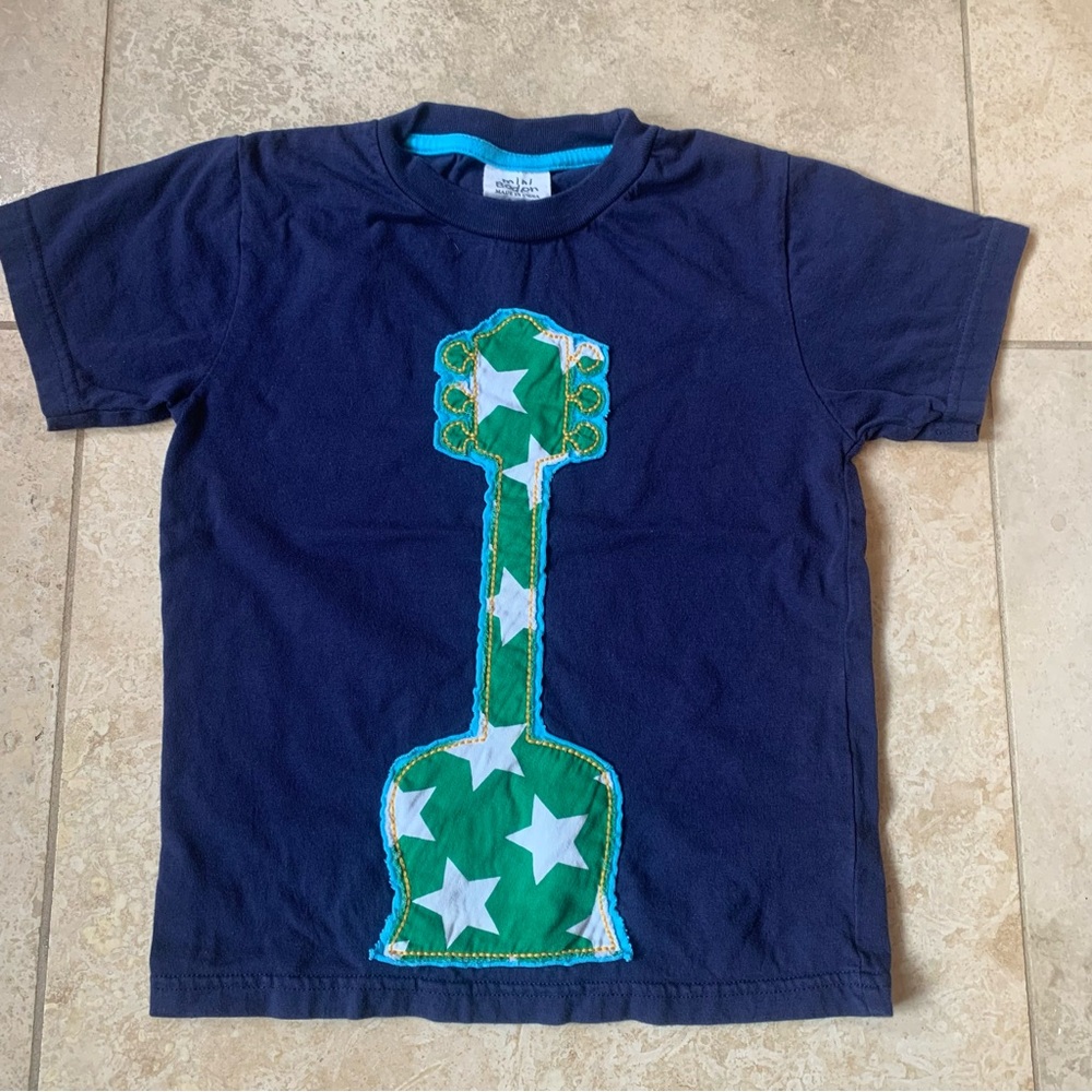 Boy’s Mini Boden Guitar Appliqué T-shirt 5-6Y Embroidered